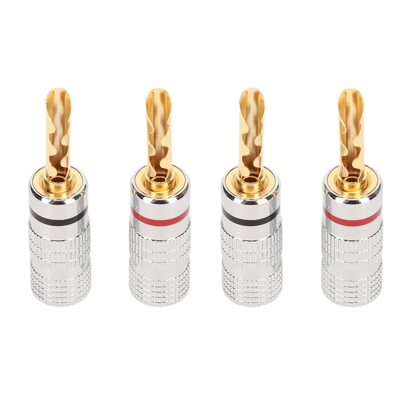 2 Pairs BFA Banana Plug 4mm Gold Plated Brass Serrated