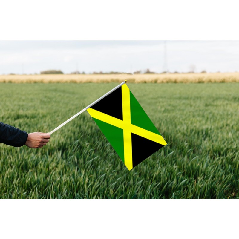 10 PCS Handheld Jamaica Flag,8.5×5.5 Inch Hand Held Mini Jamaican