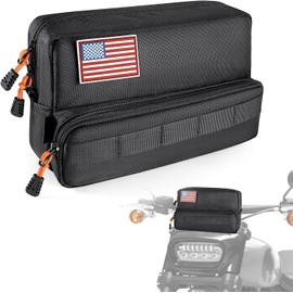 Benlari Motorcycle Handlebar Bag, Dirtbike Handlebar Bag, Universal Tool Bag, Bicycle Front Fork Storage Bag, Sissy Bar Bag, Snowmobile Handlebar Bag Compatible for Cruiser Softail Dyna Sportsters