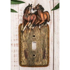 Ebros Gift Set Of 2 Novelty Western Country Equine Horses Single Toggle Switch Plates
