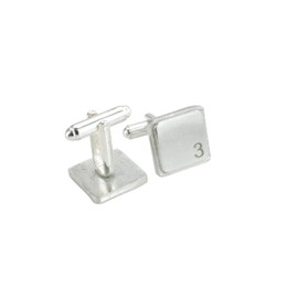 Square Cufflinks with ‘3’ Engraved - 3rd Anniversary