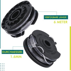 Eyoloty Grass trimmer thread spool F016800351 suitable for Bosch ART 24 ART 24+ ART 27 ART 27 + ART 30 ART 30+, 6 m length diameter 1.6 mm with spool cover 1600A00X61 (6 spools + 2 caps)
