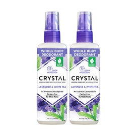 Crystal Essence CRYSTAL? Mineral Deodorant Spray- Body Deodorant With 24-Hour Odor Protection, Lavender & White Tea Spray, Non-Staining, Aluminum Chloride & Paraben Free, 4 FL OZ - Pack of 2