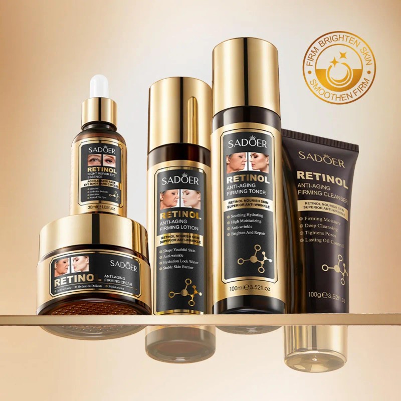 Set Antiedad Retinol 5 Piezas 230ml Crema, Sérum, Tónico