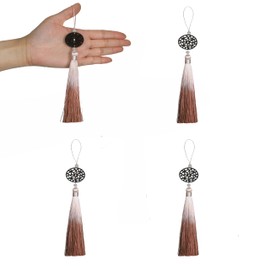 BEL AVENIR Silky Key Tassels for DIY Accessories Craft, Car and Home Decoration, Graduation Handmade (4, Coffee)