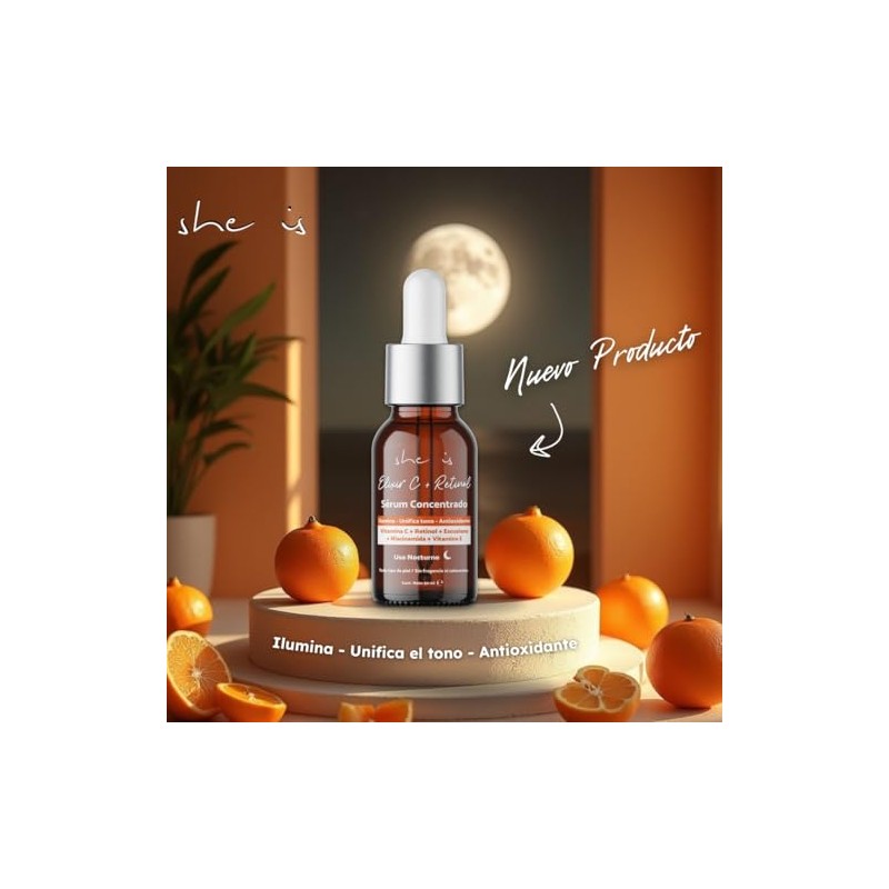 Suero Facial Nocturno Vitamina C + Retinol She Is Skincare