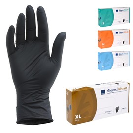 ABENA Nitrile Gloves XL, Pack of 100 - Disposable Gloves, Black, Powder-Free & Latex Free - Disposable Gloves Available in S, M, L & XL