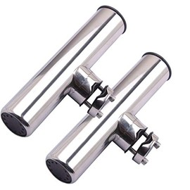 2PCS Rod Holders For Boat Stainless Steel Fishing Pole Holder Side Mount Clamp-on for 1" to 1-1/4" Rails