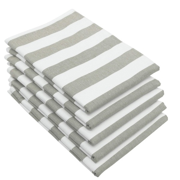 ZOLLNER Set di 5 strofinacci a righe di 3 cm, grigio-bianchi, altri colori