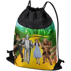 LOGOVISION The Wizard of Oz Group Shot Drawstring Backpack Sports Bag Sackpack 17" x 13", Perfect for Gym, Yoga or Practice