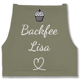 Geschenk mit Namen personalisiert by Shirtracer - Apron - Baking Apron for Women - Backfee with Name I Gift Ideas for Women I Birthday I Christmas I Mother's Day, 5 Sage Green