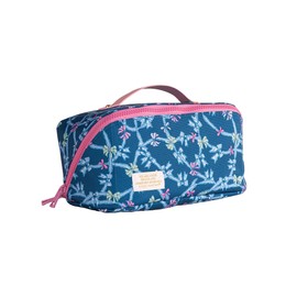 Simply Southern Cosmetic Bag, Fully Lined, 4 Interior Pockets (Ribbons - Blue)