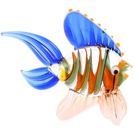 WINOMO Glass Fish Ornaments Color Stained Fish Collectible Figurines Home Glass Fish Decor Marine Theme Desktop Glass Art Ornament for Home Office Desktop Decor Blue