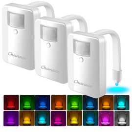 Chunace 3 Pack Toilet Night Lights with Motion Activated Sensor, 16 Colors LED Nightlight Inside Bowl, Cool Stuff for Bathroom Accessories Decor, Unique & Funny Housewarming Gadgets for Men/Kids 2025