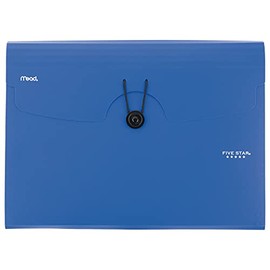 Five Star 6-Pocket Expanding File Organizer, Plastic Expandable Letter Size File Folders with Pockets, Home Office Supplies, Portable Paper Organizer for Receipts, Bills, Documents, Blue (72393)