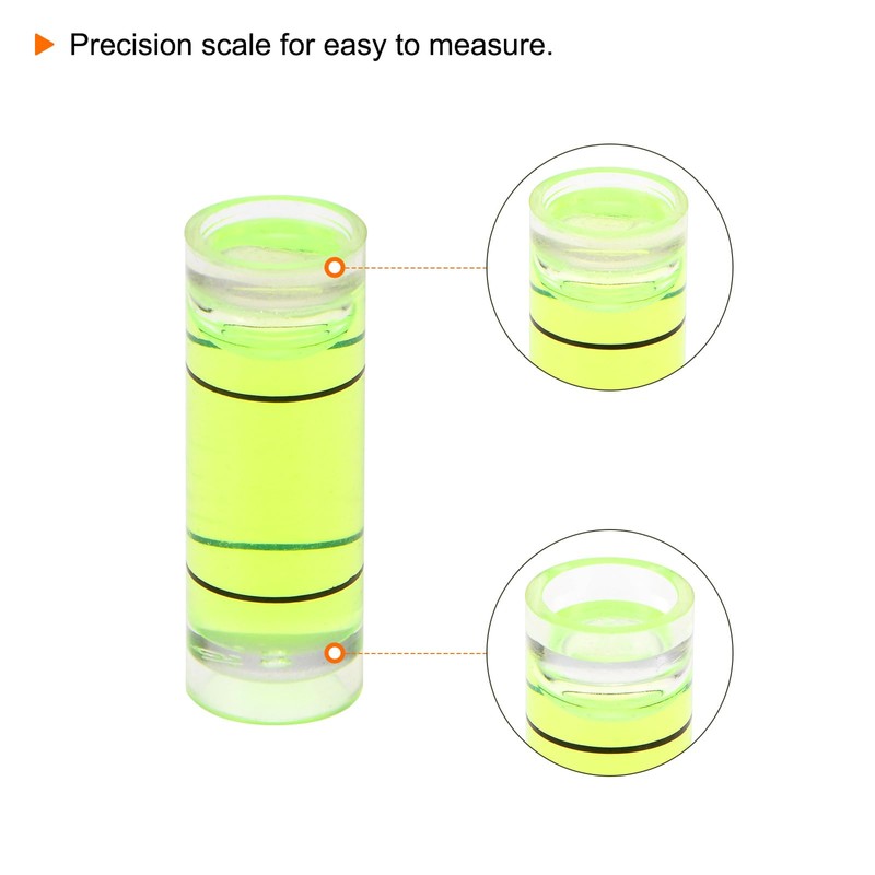 sourcing map 6pcs Small Cylindrical Bubble Level Vials 9x25mm PMMA