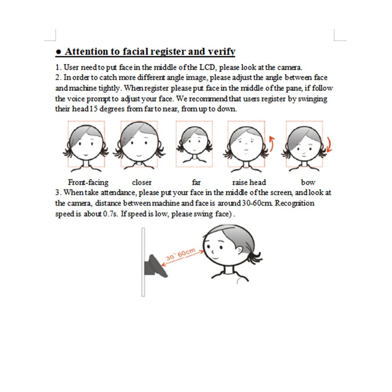 2.4In Access Control Time Attendance Machine Sensitive Face and Fingerprint