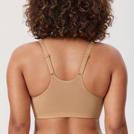 DELIMIRA Women's Front Fastening Bras Lace Wireless Plus Size Full Coverage Racerback Support Bra Natural 38D