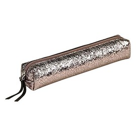 Clairefontaine - Ref 410024C - Céleste' Leather Slim Pencil Case - 4 x 2.5 x 19.5cm, Made From Genuine Lambskin Leather, Metal Zip With Leather Puller - Copper