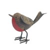 MAISONICA Metal Standing Robin Redbreast Distressed Lifelike Beautiful Garden Ornament