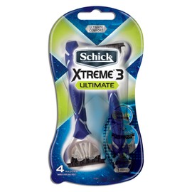 Schick - Xtreme 3 Ultimate for Men, Disposable Razors, 4 Pack, Vitamin E, Aloe and Shea Butter, 3 Blade Cartridges, Fully Flexible Blade
