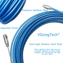 VGongTech 10m 33 Feet Electrical Fish Tape Wire Puller Kit Through Wall Wire Threader Fish Cable Fastener Stainless Steel Wire Cable Puller Wire Guide Device