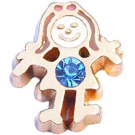 Goldtone Girl Birthstone March Floating Locket Charm