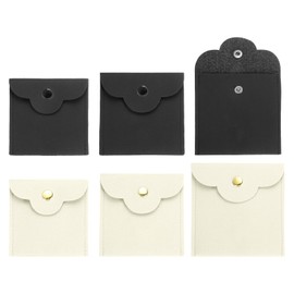 sourcing map 2 Pcs Mini Jewelry Pouch, Small Microfiber Jewelry Bags Soft Package Gift Storage Bag Travel for Women Rings Necklace Bracelet, White/Black