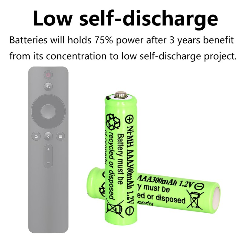 1.2 Volt AAA Size 300mAh Ni-MH Rechargeable Batteries Triple A