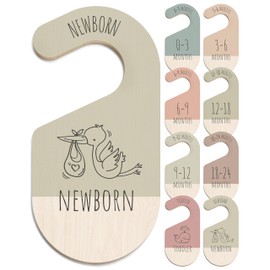 HIPPOTALE Baby Clothes Dividers for Closet - Wooden Baby Closet Dividers for Nursery & Baby Clothes Organizer - Gender Neutral Baby Clothes Size Dividers for Boy & Girl, 8 Baby Closet Organizers