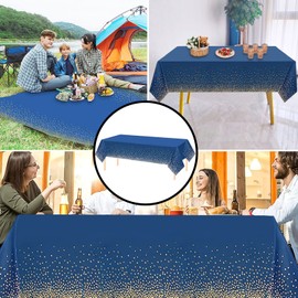 Pack of 3 Birthday Tablecloths, Party Tablecloth, Birthday Tablecloth, 137 x 274 cm, Blue Tablecloth for Party, Picnic, Graduation