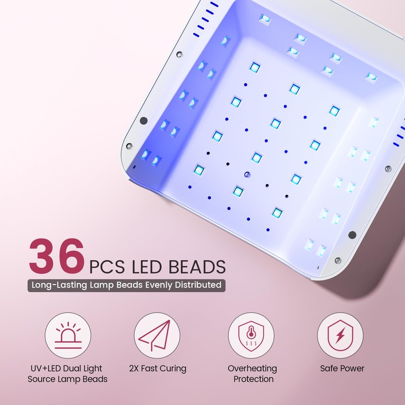 Lavinda 48W Nail Lamp, Rechargeable Cordless UV Light for Gel