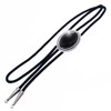 Black Oval Stone Obsidian Bolo Tie Necklace Polar Tie prt0209