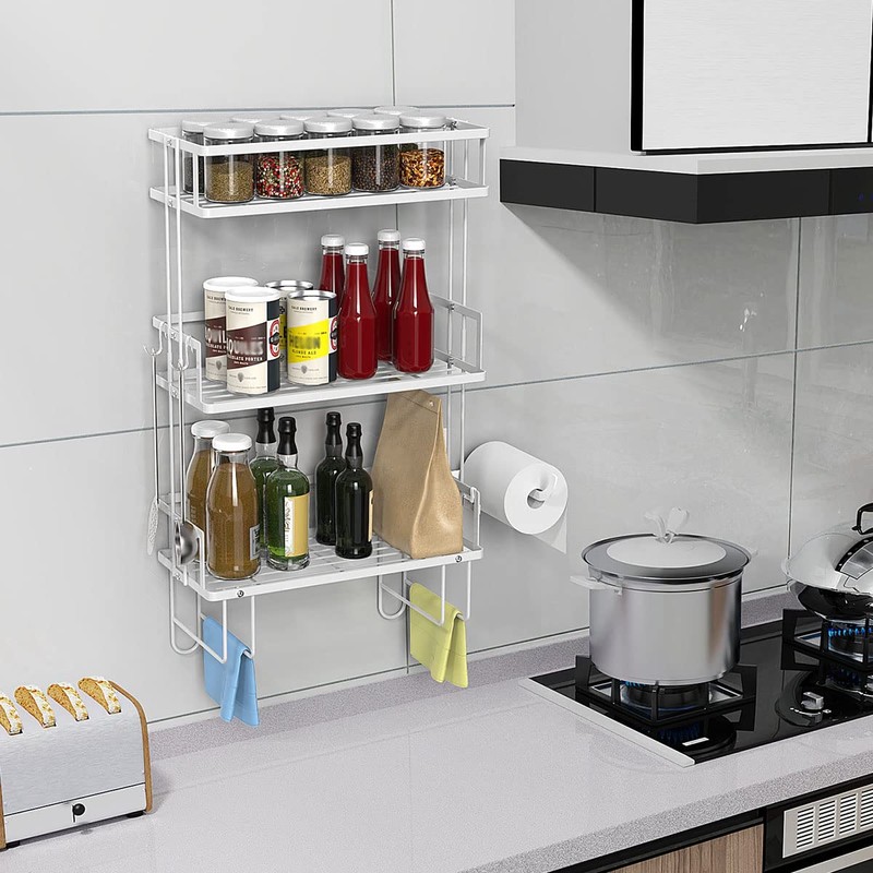 FLOLXNB Over The Toilet Storage,3-Tier Bathroom Organizer Shelves with Paper