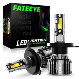 FateEye H4 LED Headlight Bulb,13000LM Super Bright LED Car Headlight Conversion Kit, 60W Top-Level Chip, Turbo Fan Desigh Halogen Headlight Replacement Temperature Control, 6500K, Plug and Play (H4)