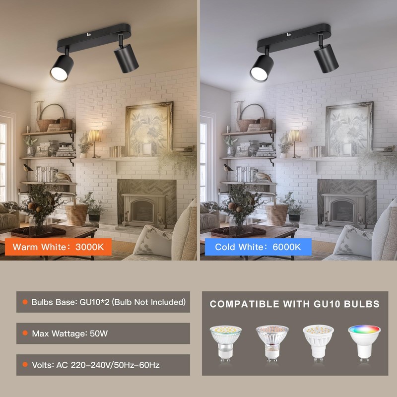 Ketom Spotlights Ceiling Lights Rotatable - 2 Way Adjustable Ceiling