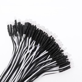 YIXISI 100 PCS 3mm LED Diodes Light with Diffused Colored Lens, Ultra Bright 12V 20cm Pre Wired, Cold White