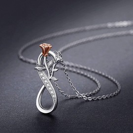 CUOKA MIRACLE Celtic Knot Pendant Opal Chain Silver 925 Claddagh Chain for Women Trinity Celtic Knot Chain Valentine's Day Gifts for Women, Sterling Silver, Cubic Zirconia