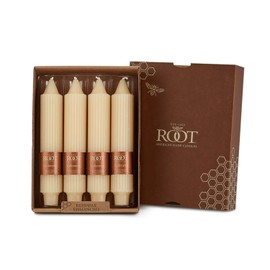 Root Unscented Grecian Collenettes Dinner Candles, 7-Inch Tall, Box of 4, Buttercream