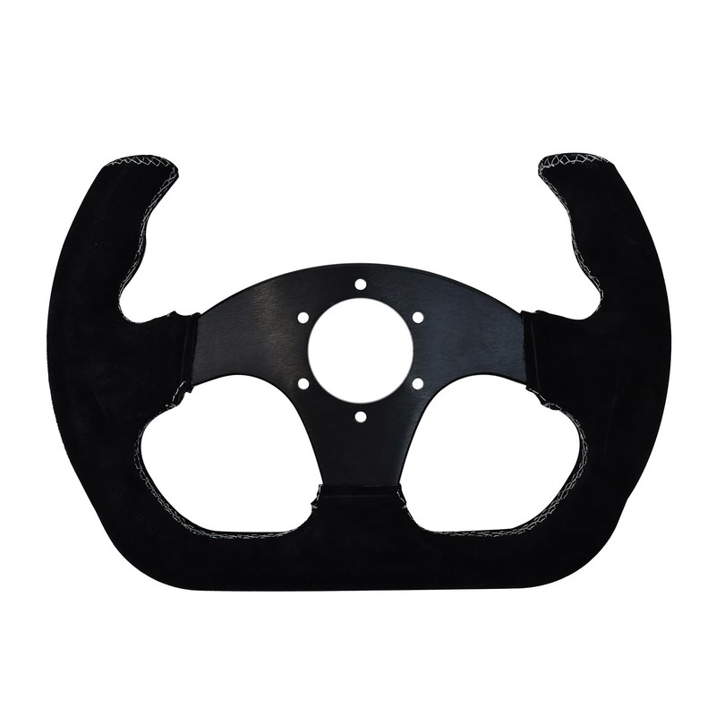 TIYPEOR D Shape Kart-Style Open-Top Suede Racing Steering Wheel for