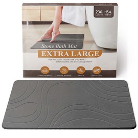 BAVIFY Stone Bath Mat Diatomaceous Earth Bath Mat Non-Slip Super Absorbent Stone Bath Mats for Bathroom Quick Drying Diatomite Stone Shower Mat 23.6×15.4"