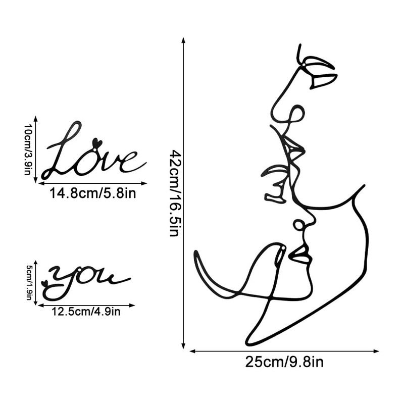 duisoad Faces Line Art Wall Decoration, Metal Black for Living
