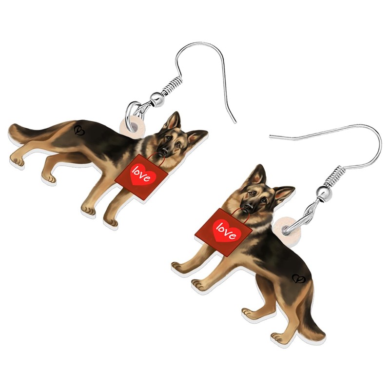 BONSNY Acrylic Valentine's Day Red Heart Love German shepherds Dog