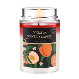 Scented Soy Candles, Aromatherapy Jar Candle for Home Scented, Long Lasting with 70 Hour Burn Time 11oz, Gifts Soy Candles Scents of (Peach & Lychee)