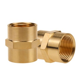 Napredak brass coupling adapter, NPT1/2 coupler female to female pipe fittings, threaded straight hex pipe connector for water/oil/gas line