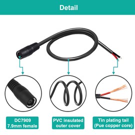 4 PCS DC7909 Connector DC 8mm 16AWG 0.98Ft, 12V 24V DC 7.9mm x 5.5mm Barrel Connector Cable, Male and Female Power Plug Compatible with Solar Panels Portable Power Station (2 Male and 2 Female)