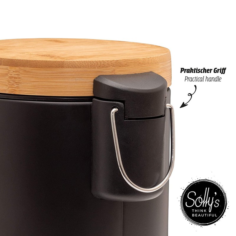 Solly´s 3 L Cosmetic Bin with Bamboo Lid, Pedal Bin