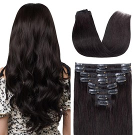 TESS Real Hair Extensions Clip-in Hair Extensions Standard Weft Grade 7A Long Straight Remy Human Hair 8 Wefts 18 Clips