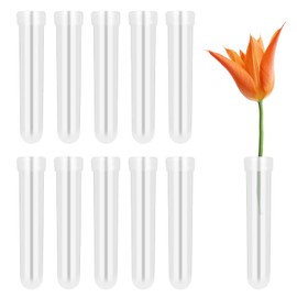 Vesaneae 10 PCS Floral Water Tubes, Plastic Flower Picks Vials, Clear Reusable Test Tubes with Caps, for Flower Arrangements Decoration