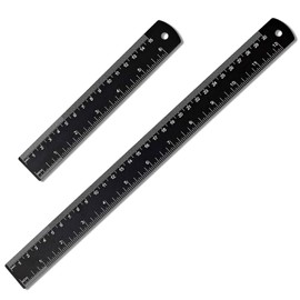 Regla de metal de 30 cm y 15 cm, regla de metal, escala de doble cara, escala de acero, juego de 2 herramientas de medición de bordes, color negro